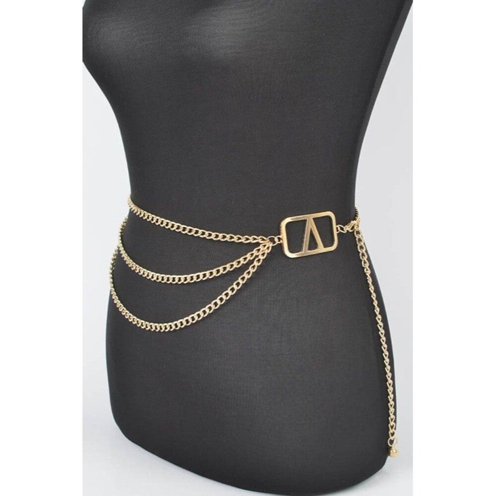 ICONIC LOGO PLAQUE FASHION CHAIN BELT